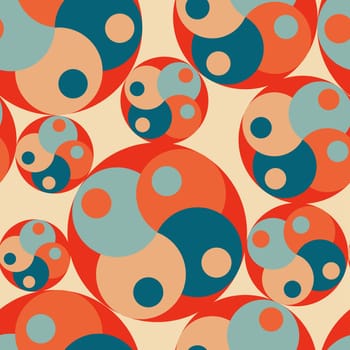 Vintage geometric pattern with circles in the style of the 70s and 60s.