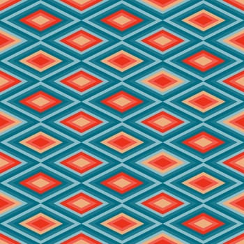 Seamless Groovy aestethic pattern with triangles in the style of the 70s and 60s.