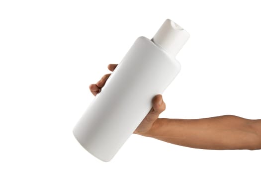 Mockup of unbranded white shampoo or conditioner bottle
