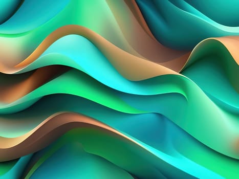 3d rendering of abstract wavy background. Computer generated image.abstract background with smooth lines in turquoise and brown colors.3d rendering of abstract wavy background with green and blue colors