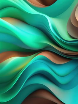 3d rendering of abstract wavy background. Computer generated image.abstract background with smooth lines in turquoise and brown colors.3d rendering of abstract wavy background with green and blue colors