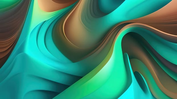 3d rendering of abstract wavy background. Computer generated image.abstract background with smooth lines in turquoise and brown colors.3d rendering of abstract wavy background with green and blue colors