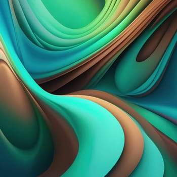 3d rendering of abstract wavy background. Computer generated image.abstract background with smooth lines in turquoise and brown colors.3d rendering of abstract wavy background with green and blue colors