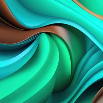 3d rendering of abstract wavy background. Computer generated image.abstract background with smooth lines in turquoise and brown colors.3d rendering of abstract wavy background with green and blue colors