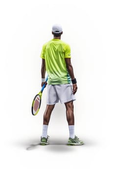 Male tennis player playing a match on a court. AI Generated . High quality illustration