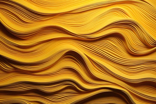 Wave patterns with yellow cut paper texture. Abstract background.