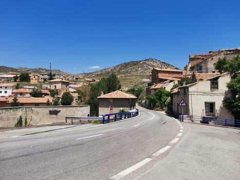 View of the entrance-exit road to Utrillas, Teruel Spain