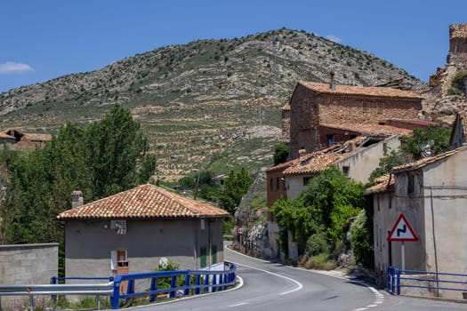 View of the entrance-exit road to Utrillas, Teruel Spain