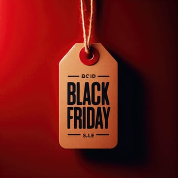 Black friday. Sale tag on the red background.