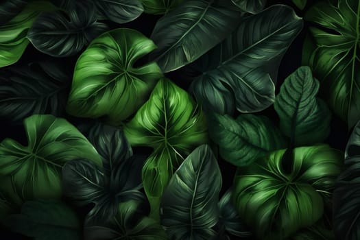 leaf plant nature flower tropical floral exotic leaf green tree colourful background jungle dark palm green fresh light vintage bright garden forest. Generative AI.