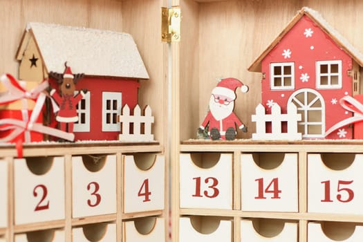 Wooden advent calendar Christmas Santa