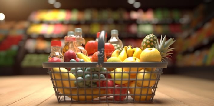 fresh grocery delivery organic retail person basket shelf market good online consumer shopping healthy lifestyle store supermarket consumerism shop food. Generative AI.