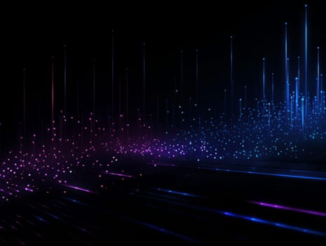 Abstract technology, blue and purple neon background of lines and dots, science and technology business concept of digital future technologies. AI