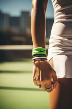 Closeup of woman hand playing tennis . AI Generated . High quality illustration