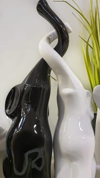 Interior items, candlesticks, vases and figurines, stands, design for comfort. Coziness concept