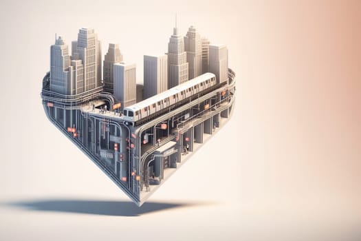 engineered heart shaped pipe system steampunk love concept isolated illustration 3d render ai generated art