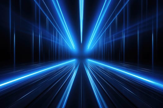 Abstract futuristic technology background with lines for network, big data, data center, server, internet, speed. Abstract neon lights in digital technology tunnel by Generative AI.