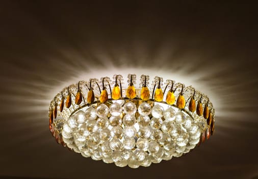 Chrystal chandelier close-up. Glamour. crystal chandelier in the interior
