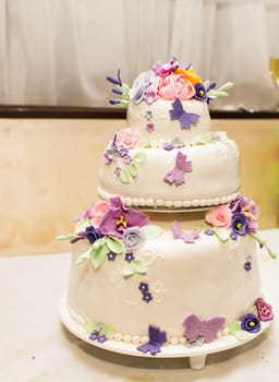 White Wedding Cake. wedding dessert at the reception