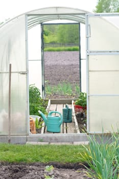 equipment for growing vegetables in a greenhouse. Tools for working in the greenhouse. Agriculture.