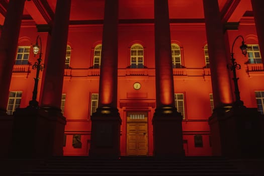 Facade view of the main red building Kyiv National Taras Shevchenko University in Kyiv Ukraine. download photo