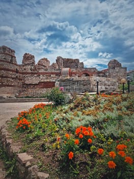 Byzantine fortress ruins of the ancient Thracian settlement Mesembria. The old town of Nessebar on the Black Sea coast, UNESCO world heritage, Burgas Region, Bulgaria