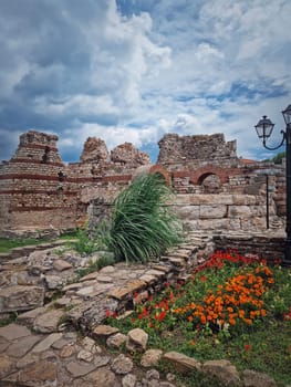 Byzantine fortress ruins of the ancient Thracian settlement Mesembria. The old town of Nessebar on the Black Sea coast, UNESCO world heritage, Burgas Region, Bulgaria