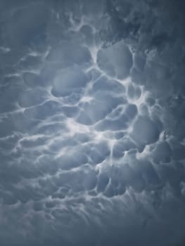 Mammatus cloud formations. Abstract background of wonderful storm cloudscape. Dreamlike sky texture, celestial magic