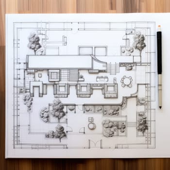 Architectural drawing blueprint. Generative AI.
