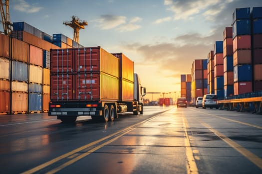Logistics and supply chain management concept, transportation logistics optimization, Smart Logistics. Generative AI.