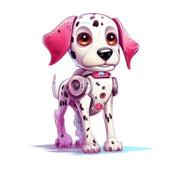 Cartoon dog robots. T-Shirt, Sticker. Funny cyborg. 