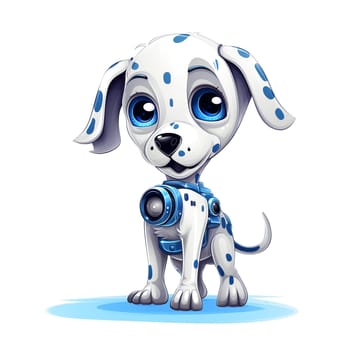 Cartoon dog robots. T-Shirt, Sticker. Funny cyborg. 