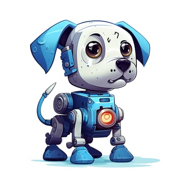 Cartoon dog robots. T-Shirt, Sticker. Funny cyborg. 