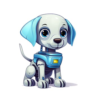 Cartoon dog robots. T-Shirt, Sticker. Funny cyborg. 
