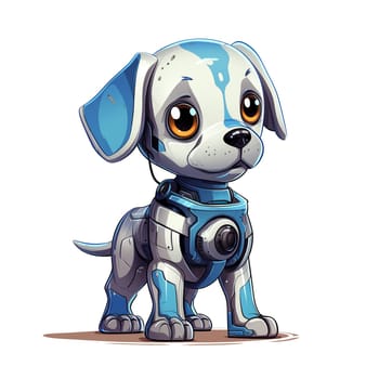 Cartoon dog robots. T-Shirt, Sticker. Funny cyborg. 