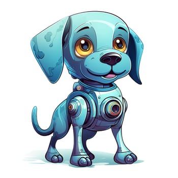 Cartoon dog robots. T-Shirt, Sticker. Funny cyborg. 