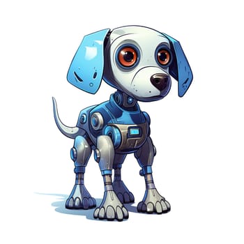 Cartoon dog robots. T-Shirt, Sticker. Funny cyborg. 