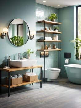 Bright elegant bathroom interior in a luxury house.