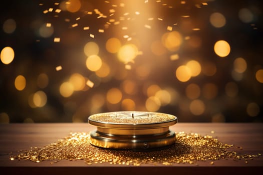 Golden bokeh background for presentation of luxury products.