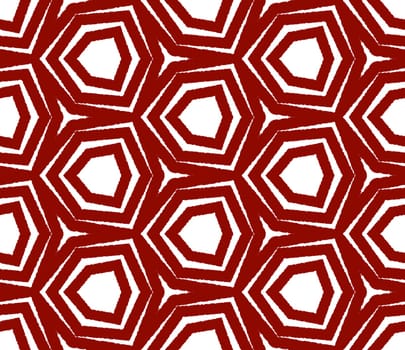 Ethnic hand painted pattern. Maroon symmetrical kaleidoscope background. Textile ready fancy print, swimwear fabric, wallpaper, wrapping. Summer dress ethnic hand painted tile.