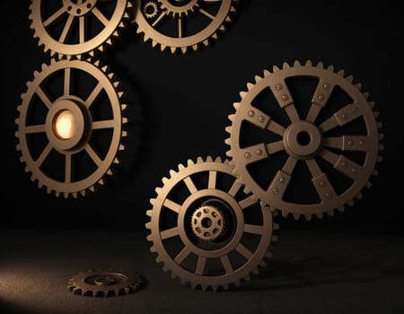 3d background with gears. High quality illustration