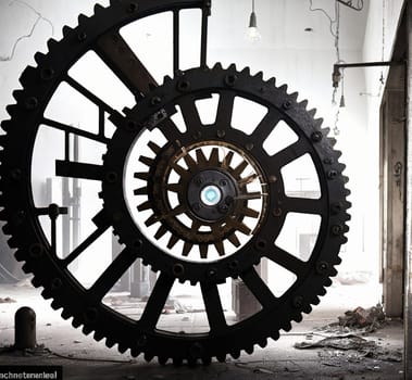 3d background with gears.Gears in the form of a spiral. High quality illustration