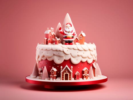 An unusual creative Christmas cake. Christmas dessert. High quality photo