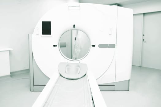 Modern CT scanner. The MRI machine is ready for research in the hospital ward.