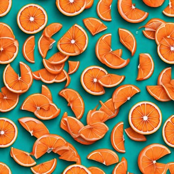 Seamless pattern of insulated orange slices. Wallpaper for background, design and packaging