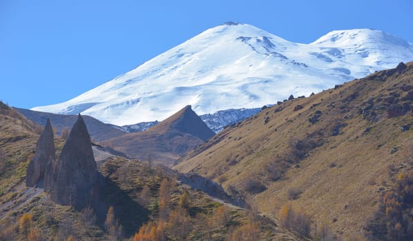 A view on Elbrus mountain . Dzhili-Su, Republic of Kabardino-Balkaria, Russia