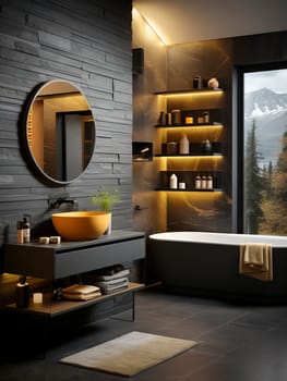 Bright elegant bathroom interior in a luxury house.