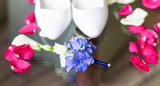 Elegant beautiful white shoes for a bride