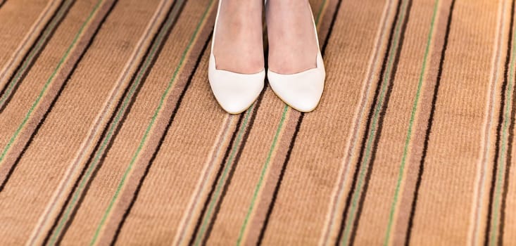 Elegant beautiful white shoes for a bride