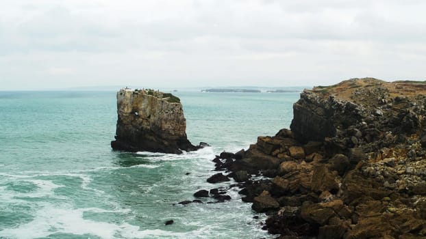 View of the sea and rocks in Peniche, Portugal